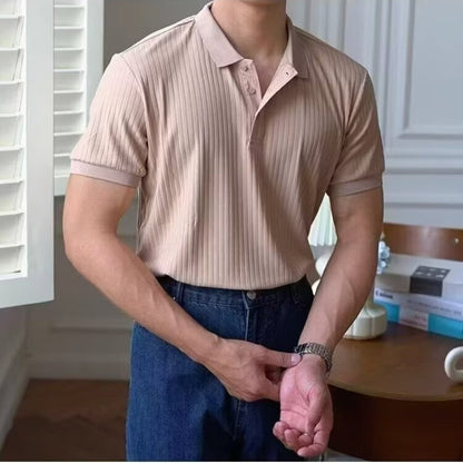 Men's Ribbed Knitted Polo | Short Sleeve