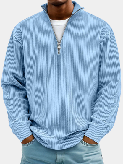 Men's Ribbed Quarter Zip Jumper | Funnel Neck