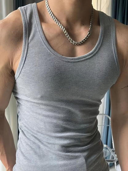 Men's Sleeveless Scoop Neck T-Shirt | Slim Fit