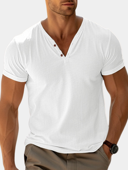 Men's Slim Fit Henley T-Shirt | Short Sleeve