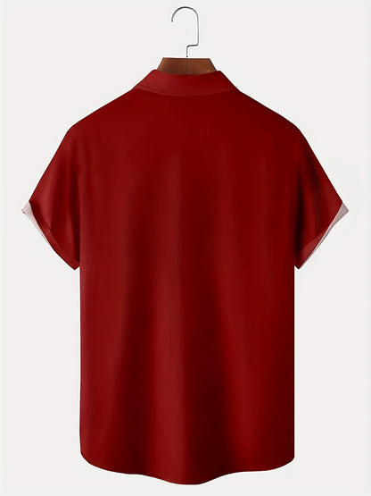 Men's Short Sleeve Bowling Shirt | Striped