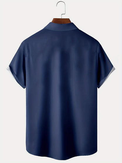 Men's Short Sleeve Bowling Shirt | Striped