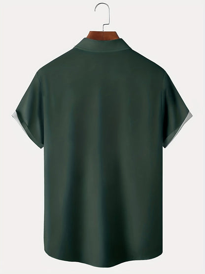 Men's Short Sleeve Bowling Shirt | Striped