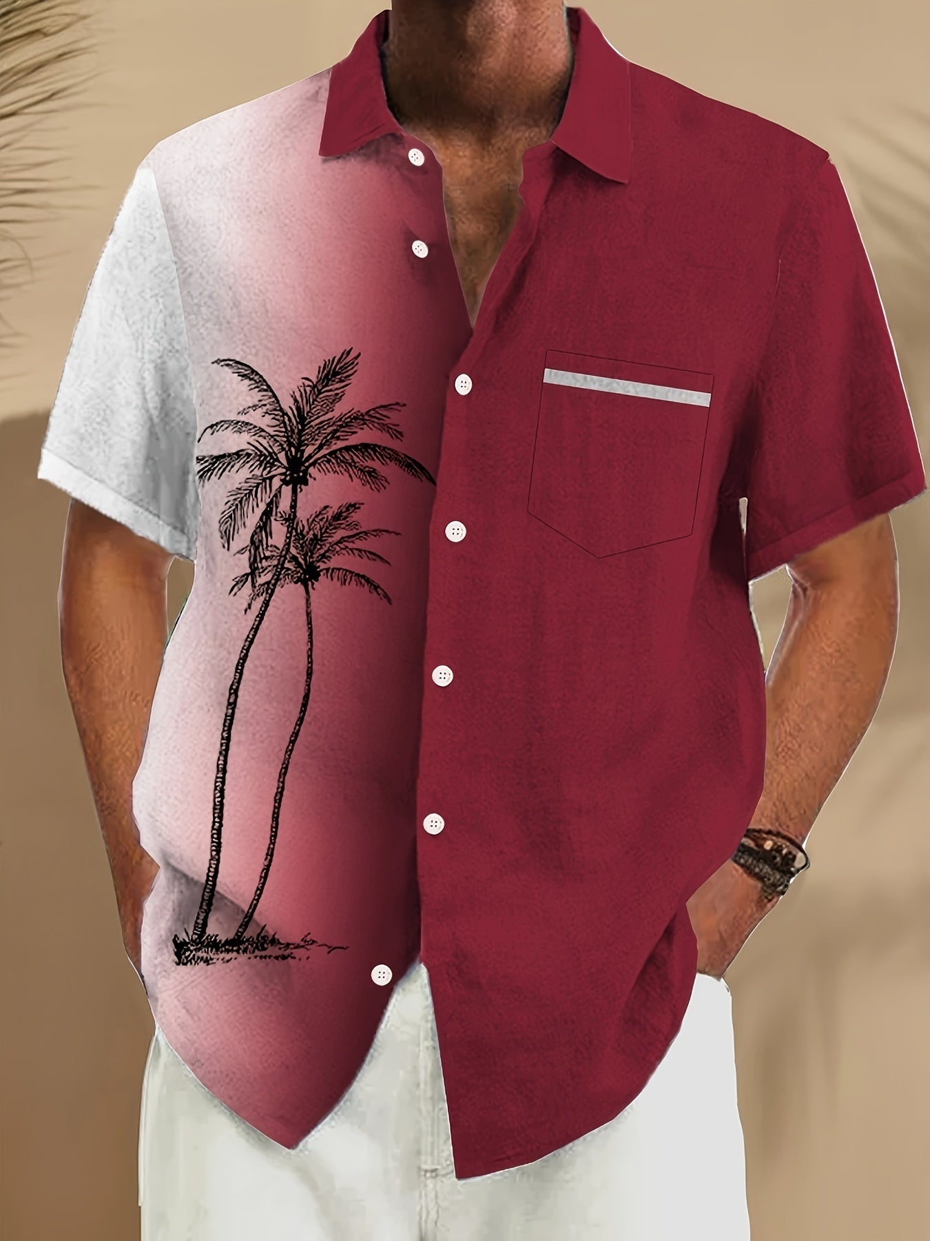 Men's Palm Print Hawaiian Shirt | Short Sleeve