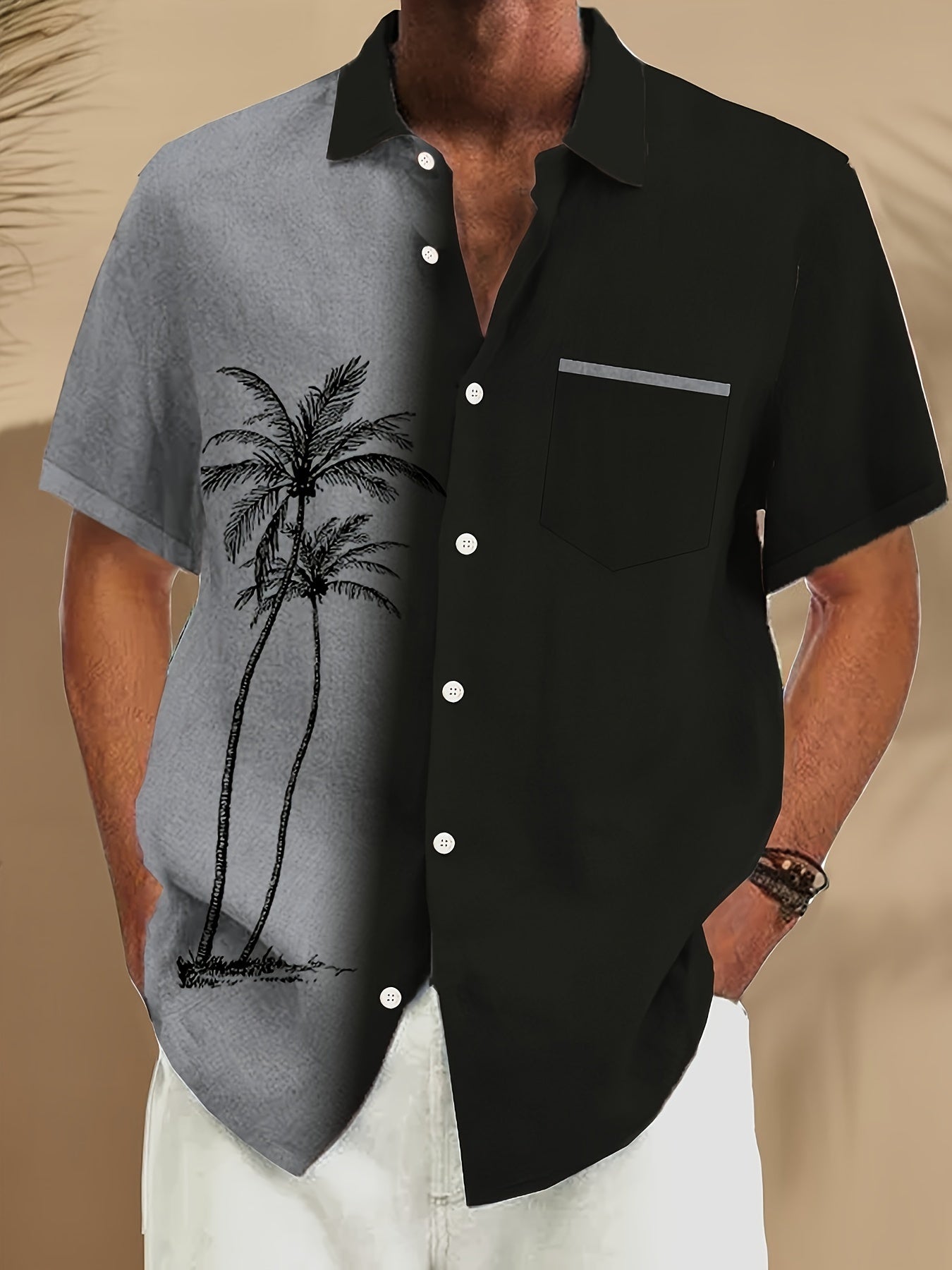 Men's Palm Print Hawaiian Shirt | Short Sleeve