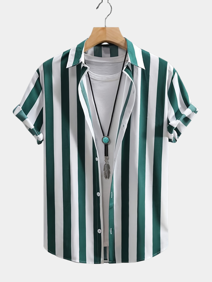 Men's Vertical Striped Shirt | Short Sleeve