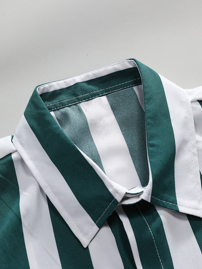 Men's Vertical Striped Shirt | Short Sleeve