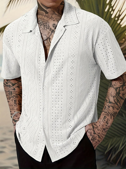 Men's Short-Sleeve Textured Shirt | Camp Collar