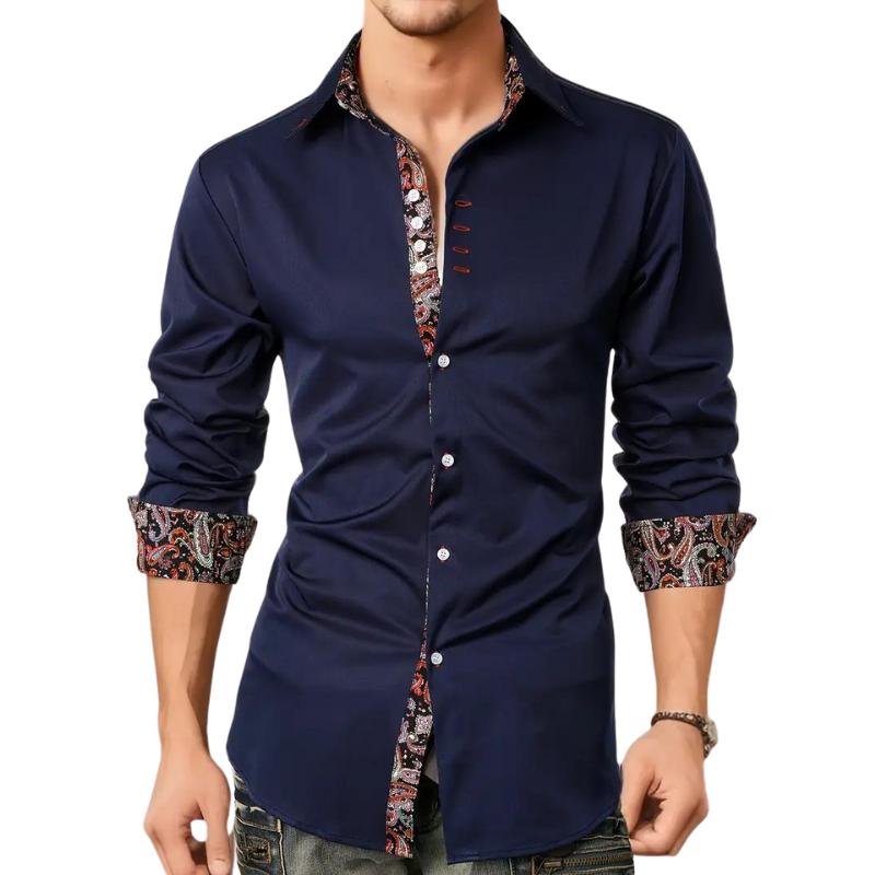 Men's Paisley Collar Shirt | Long Sleeve