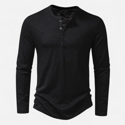Men's Henley Top T-Shirt | Long Sleeve