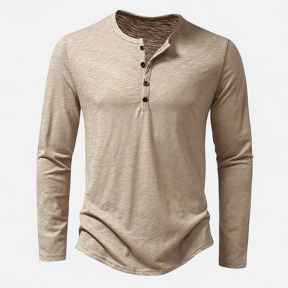 Men's Henley Top T-Shirt | Long Sleeve