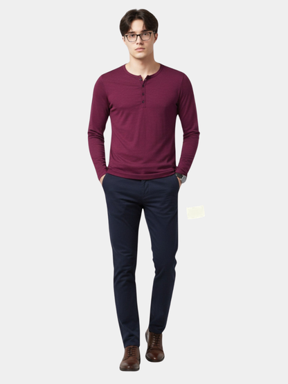 Men's Henley Top T-Shirt | Long Sleeve