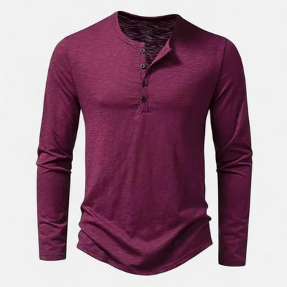 Men's Henley Top T-Shirt | Long Sleeve