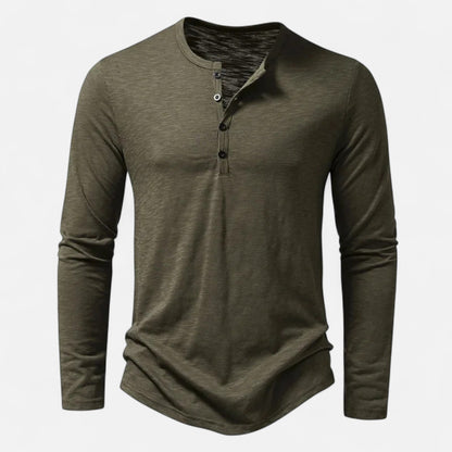 Men's Henley Top T-Shirt | Long Sleeve