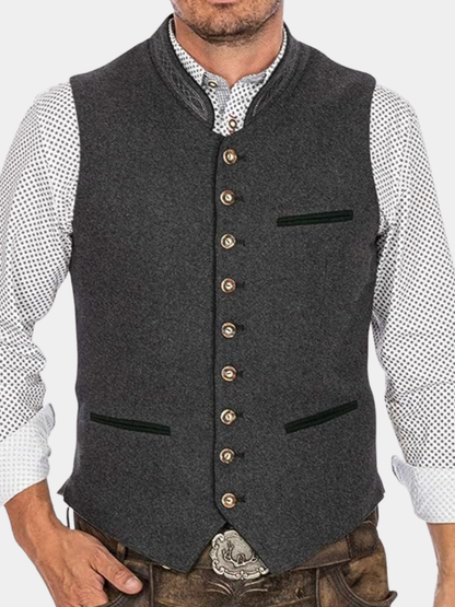 Men's Stand Collar Waistcoat | Button Up