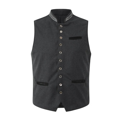 Men's Stand Collar Waistcoat | Button Up