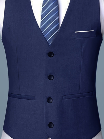 Men's V-Neck Waistcoat Suit | Single Breasted