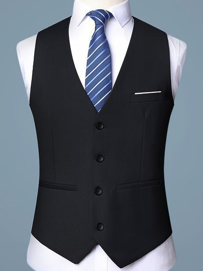 Men's V-Neck Waistcoat Suit | Single Breasted