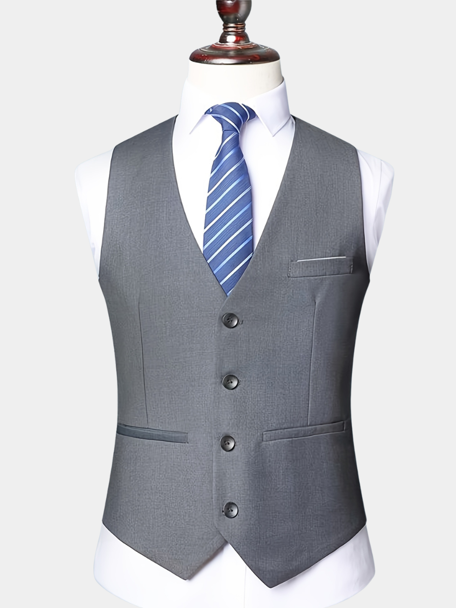 Men's V-Neck Waistcoat Suit | Single Breasted