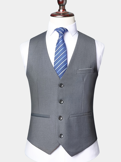 Men's V-Neck Waistcoat Suit | Single Breasted