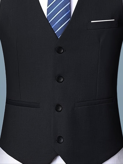 Men's V-Neck Waistcoat Suit | Single Breasted