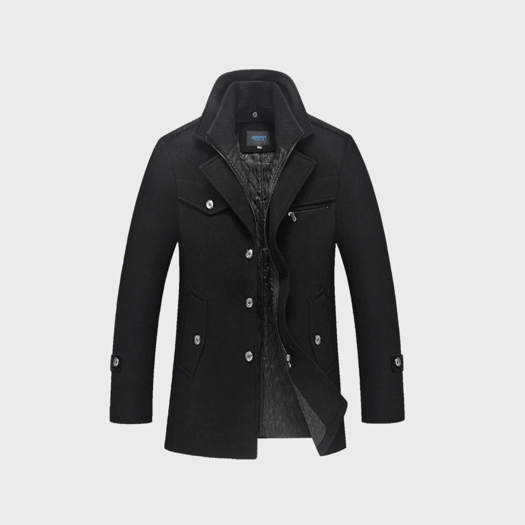 Men's Funnel Neck Coat | Mid Length