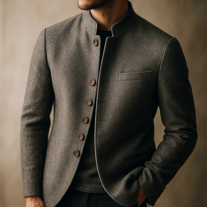 Men's Stand Collar Button Jacket | Slim Fit
