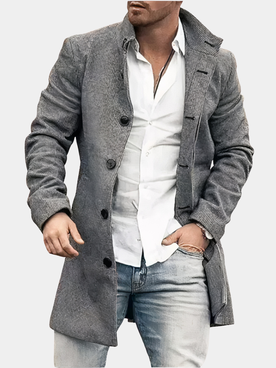 Men's Longline Overcoat | Stand Collar