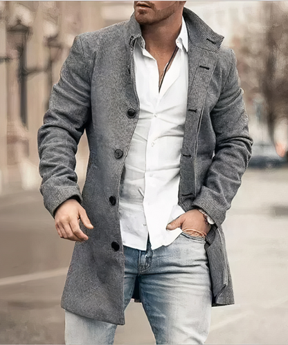 Men's Longline Overcoat | Stand Collar