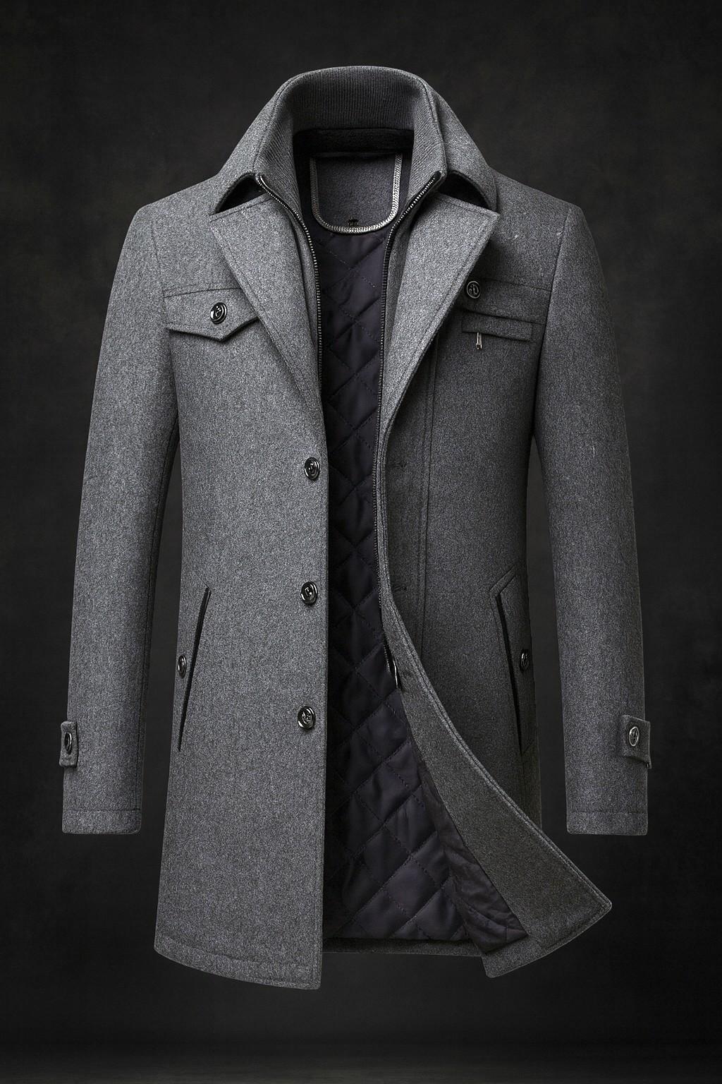 Men's Pea Coat | Stand Collar