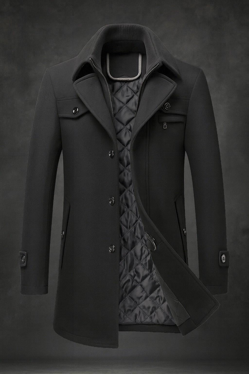 Men's Pea Coat | Stand Collar