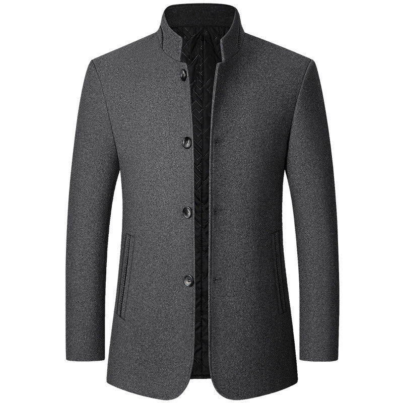 Men's Stand Collar Jacket | Single Breasted
