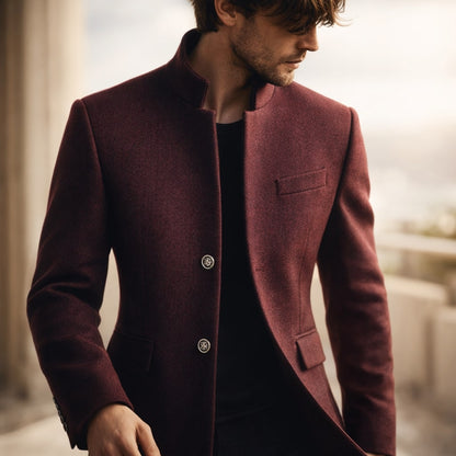 Men's Stand Collar Coat | Longline