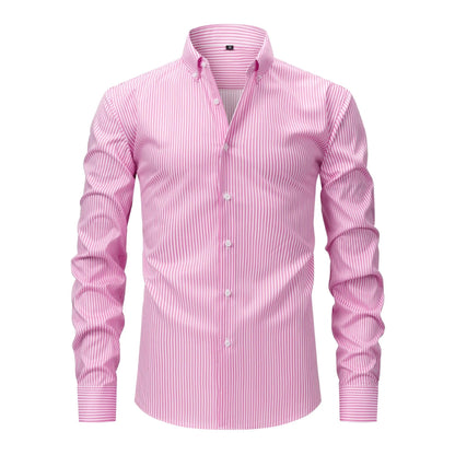 Men's Striped Long Sleeve Shirt | Button Down Collar