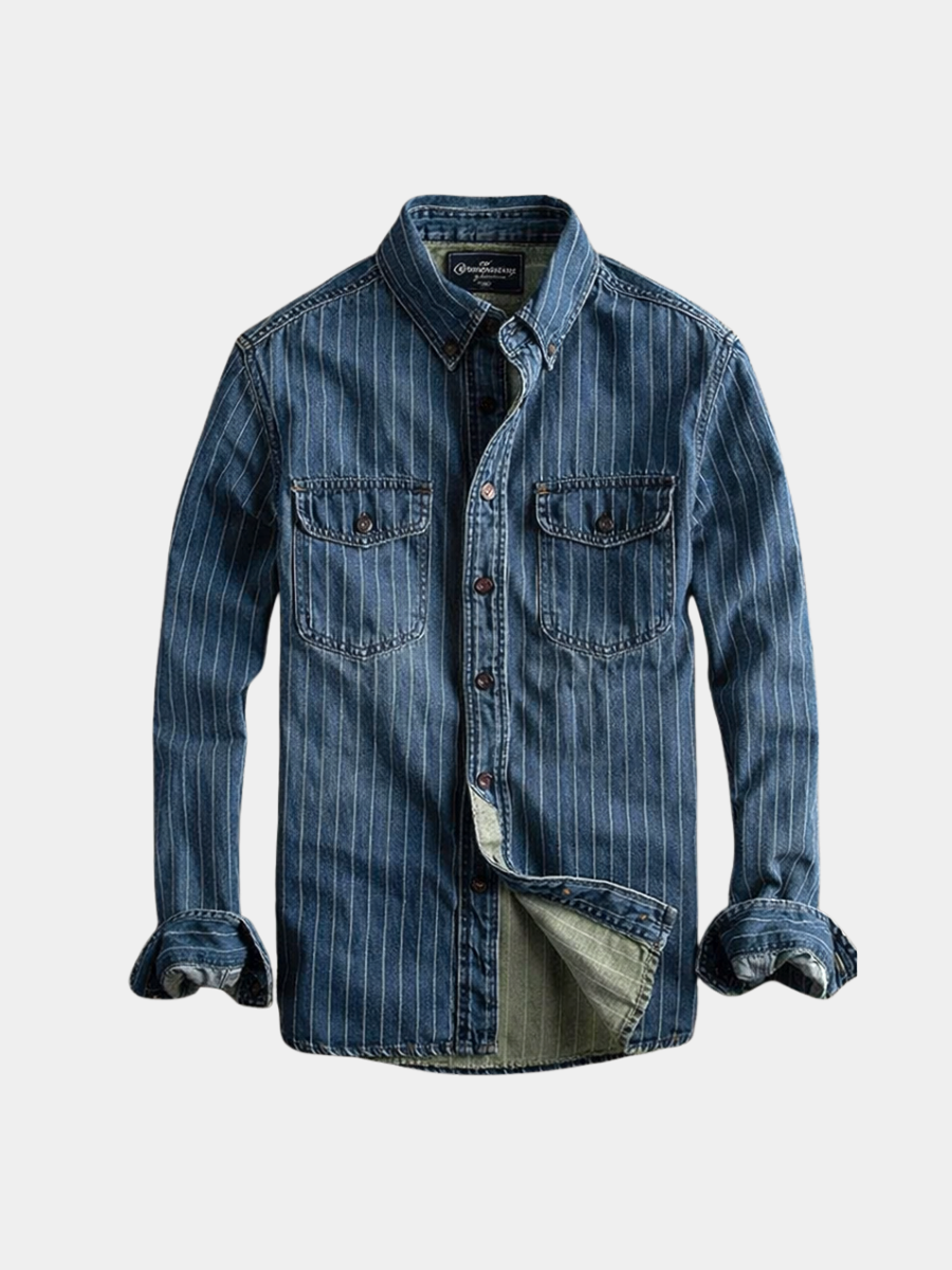 Men's Striped Denim Shirt | Long Sleeve