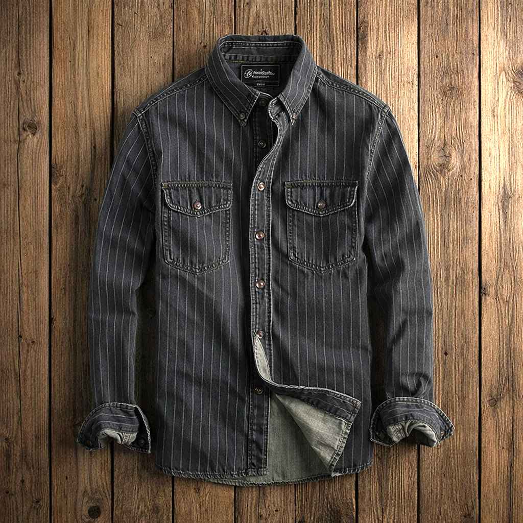 Men's Striped Denim Shirt | Long Sleeve