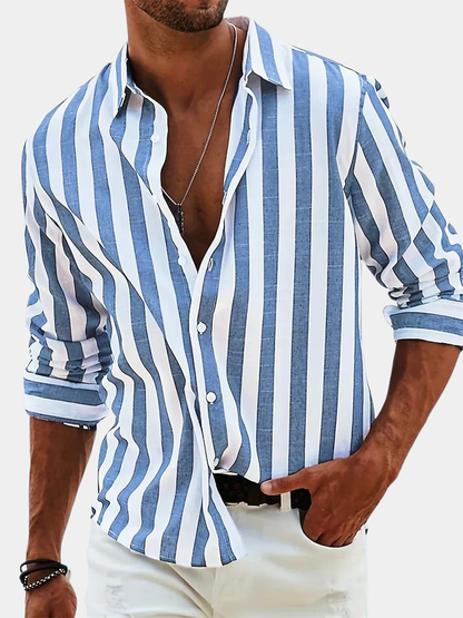 Men's Striped Long Sleeve Shirt | Beach