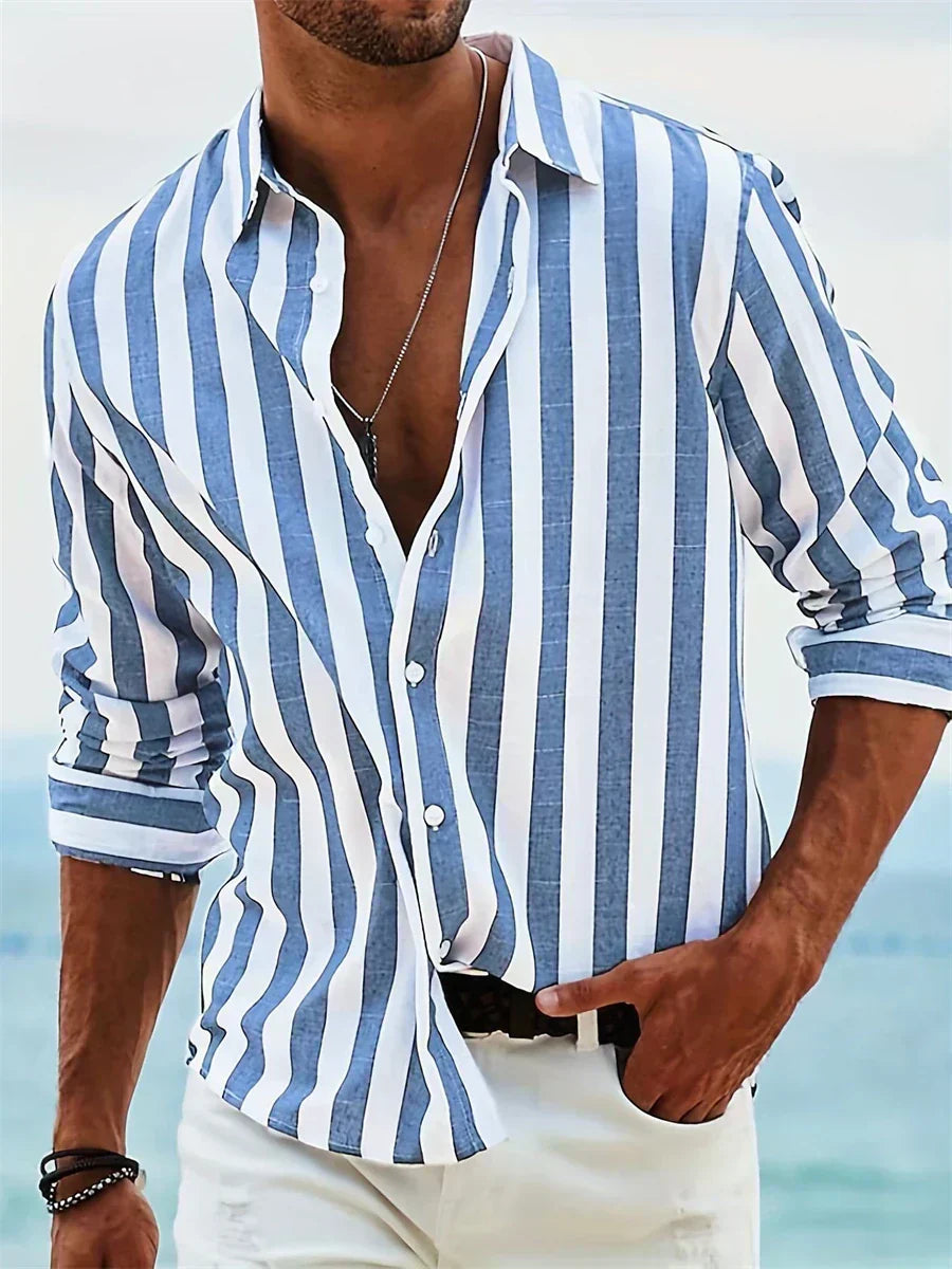 Men's Striped Long Sleeve Shirt | Beach