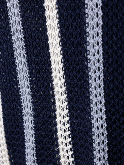 Men's Striped Knit Polo Shirt | Short Sleeve