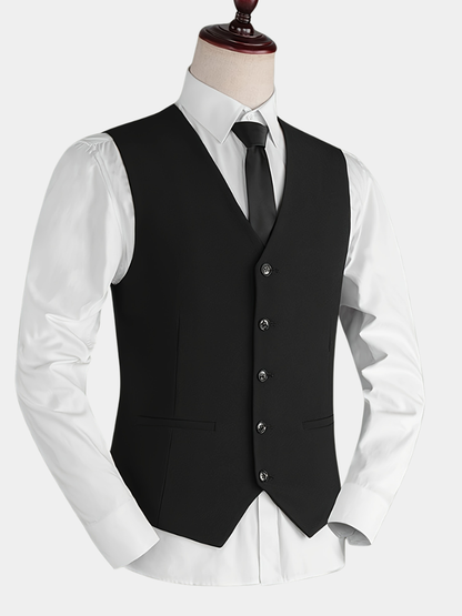 Men's V-Neck Waistcoat Suit | 5 Button