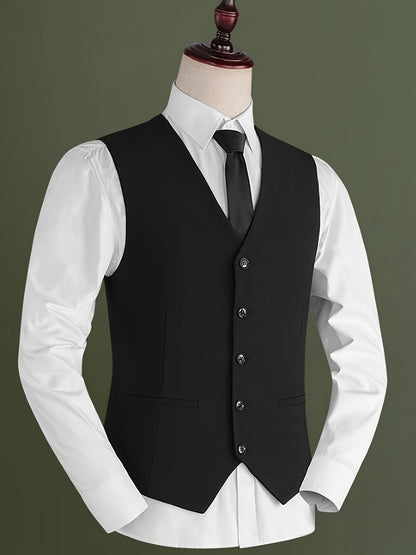 Men's V-Neck Waistcoat Suit | 5 Button