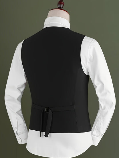 Men's V-Neck Waistcoat Suit | 5 Button