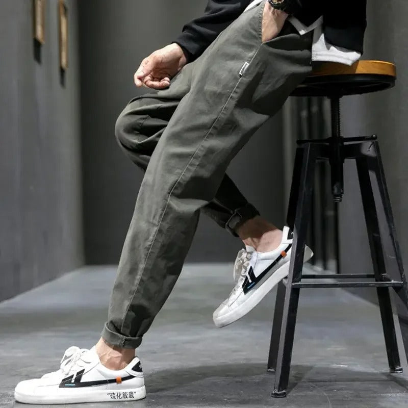 Men's Tapered Cuffed Trousers | Drawstring Waist