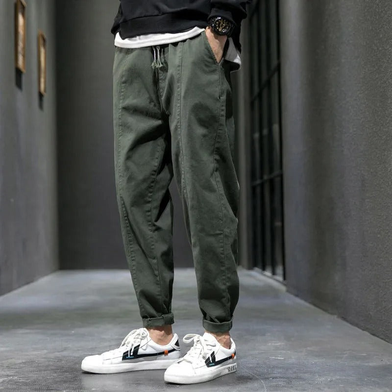 Men's Tapered Cuffed Trousers | Drawstring Waist