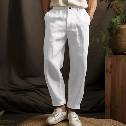 Men's Pleated Tapered Trousers | Turn-Up Hem