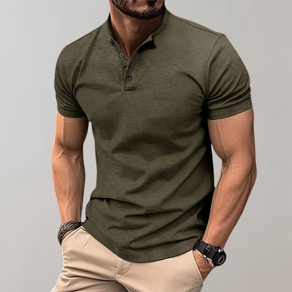 Men's Grandad Collar Polo | Short Sleeve