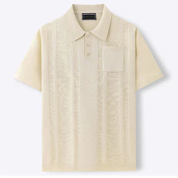 Men's Textured Stripe Polo Shirt | Short Sleeve