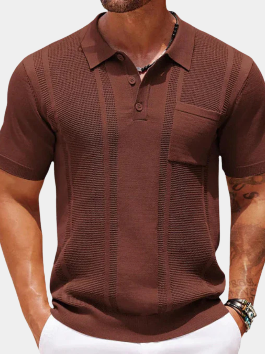 Men's Textured Stripe Polo Shirt | Short Sleeve