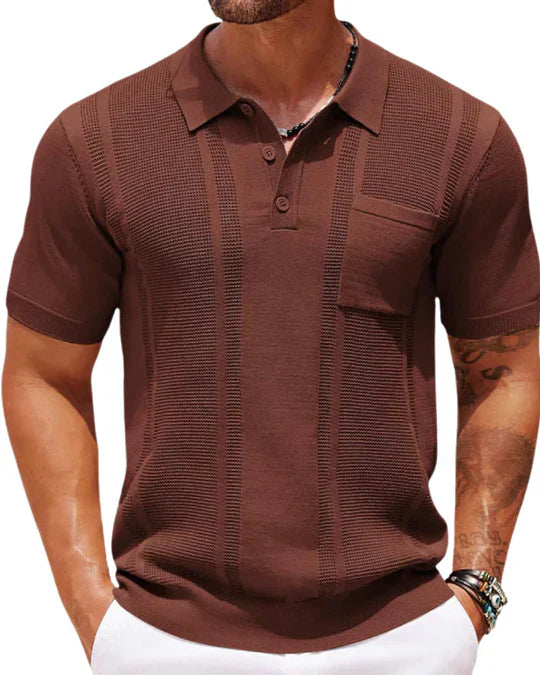 Men's Textured Stripe Polo Shirt | Short Sleeve