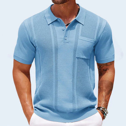 Men's Textured Stripe Polo Shirt | Short Sleeve